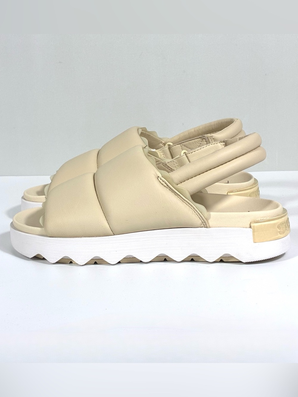 Sorel Viibe Slingback Sandals Size 10 Ivory Cream Puffy Leather New Comfort - Picture 14 of 17
